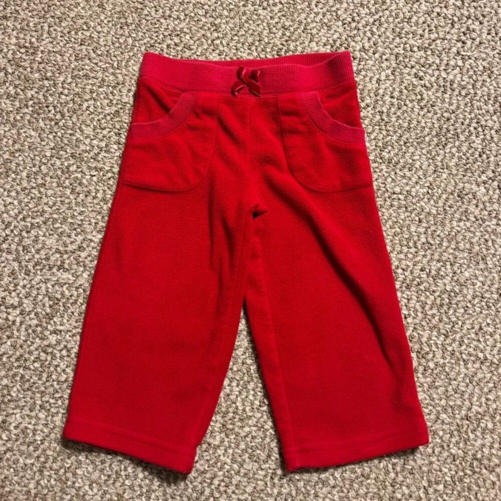 Carter's Baby Fleece Pants Red Pull-On Drawstring Pockets 12 Months